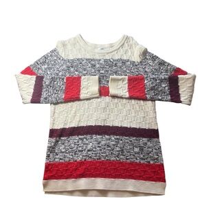 Old Navy Striped Cable Knit Crewneck Sweater